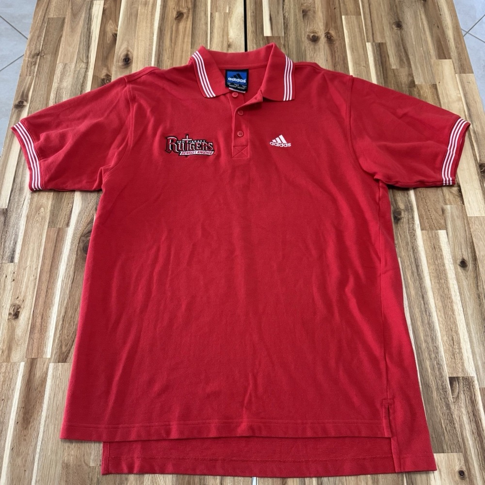Vintage Rutgers Scarlet Knights Polo Shirt Mens L Red Adidas College 90s